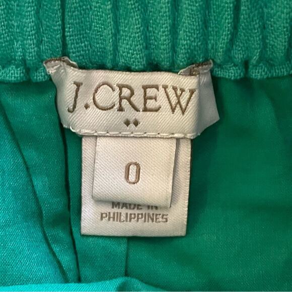 J. Crew green elastic waist linen cotton a-line mini skirt size 0 b18 - Picture 2 of 4